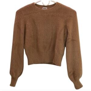 Sunday Best Fuzzy Cropped Sweater - M - Brown